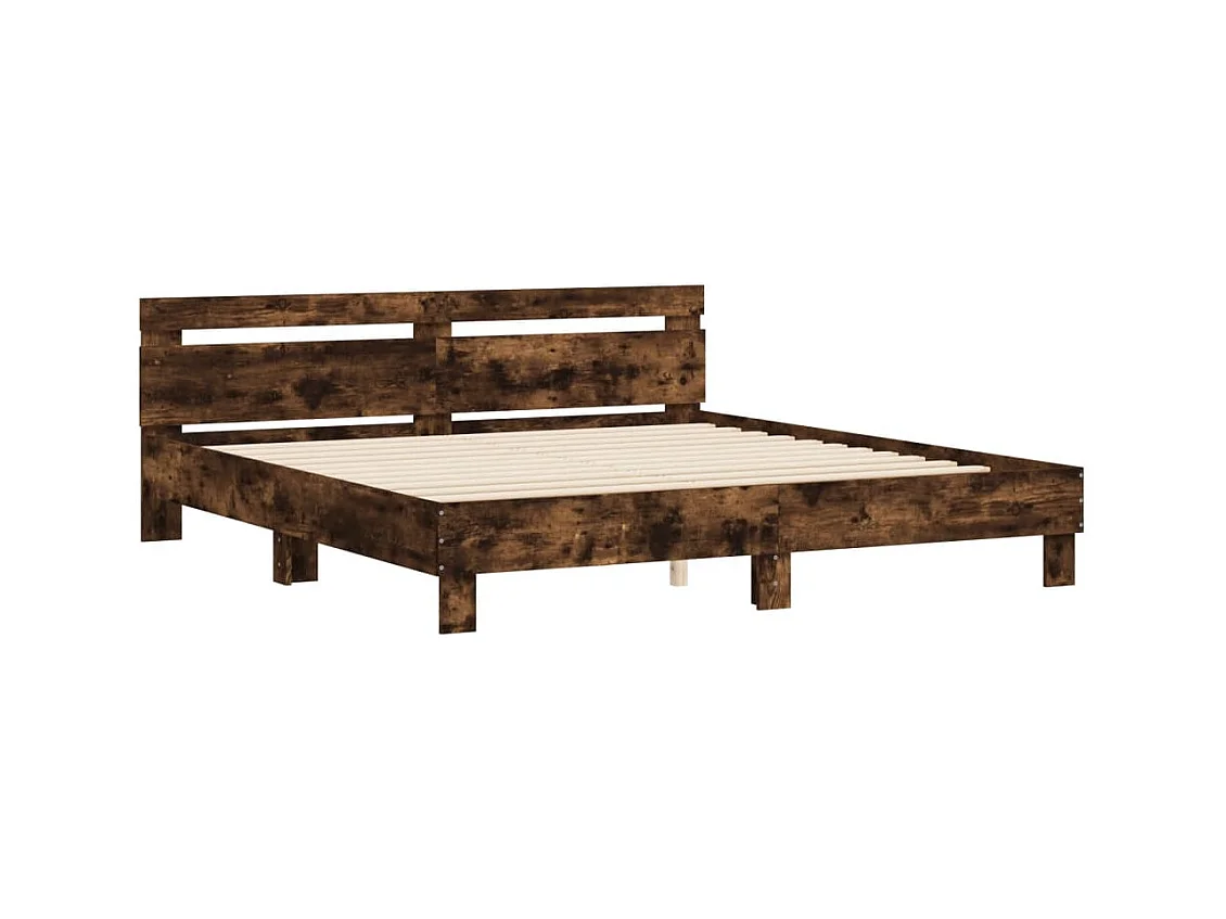 Cadre de lit sans matelas chêne fumé 200x200 cm
