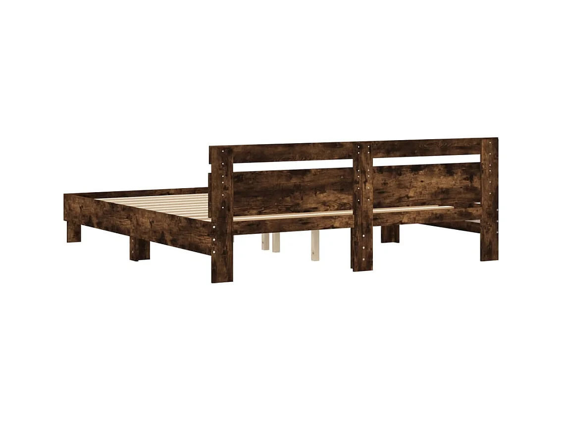 Cadre de lit sans matelas chêne fumé 200x200 cm