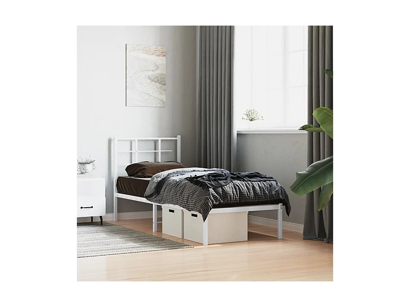 Metallbett ohne Matratze mit Kopfteil Weiß 75x190 cm