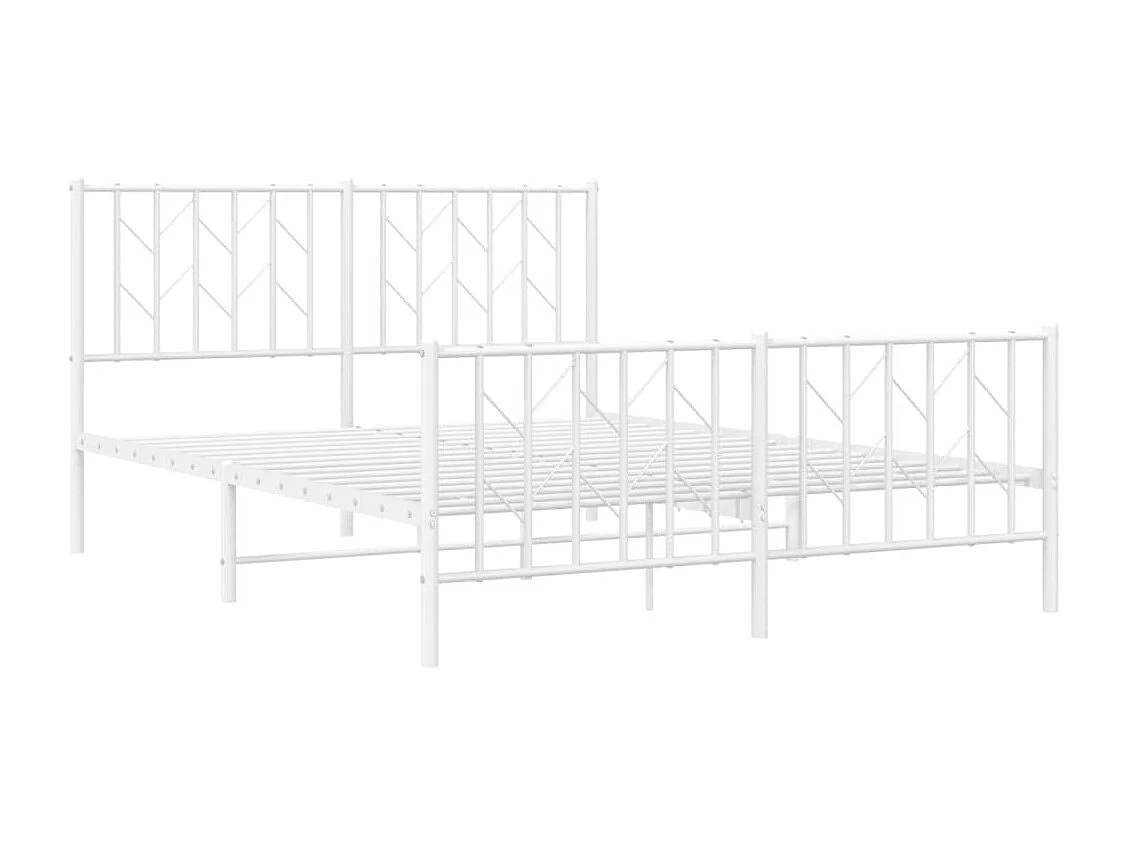 Giroletto con Testiera e Pediera Metallo Bianco 140x190 cm