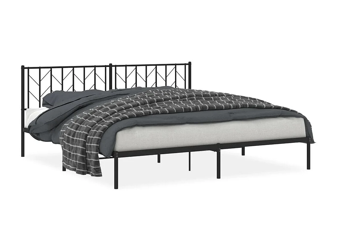 Estructura cama sin colchón con cabecero metal negro 193x203 cm