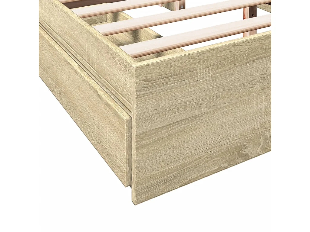 Cadre de lit avec tiroirs sans matelas chêne sonoma 150x200 cm