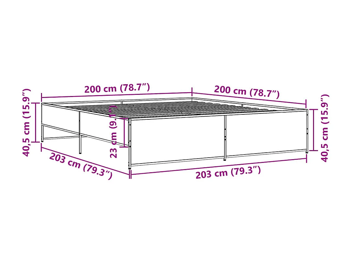 Cadre de lit sans matelas noir 200x200 cm