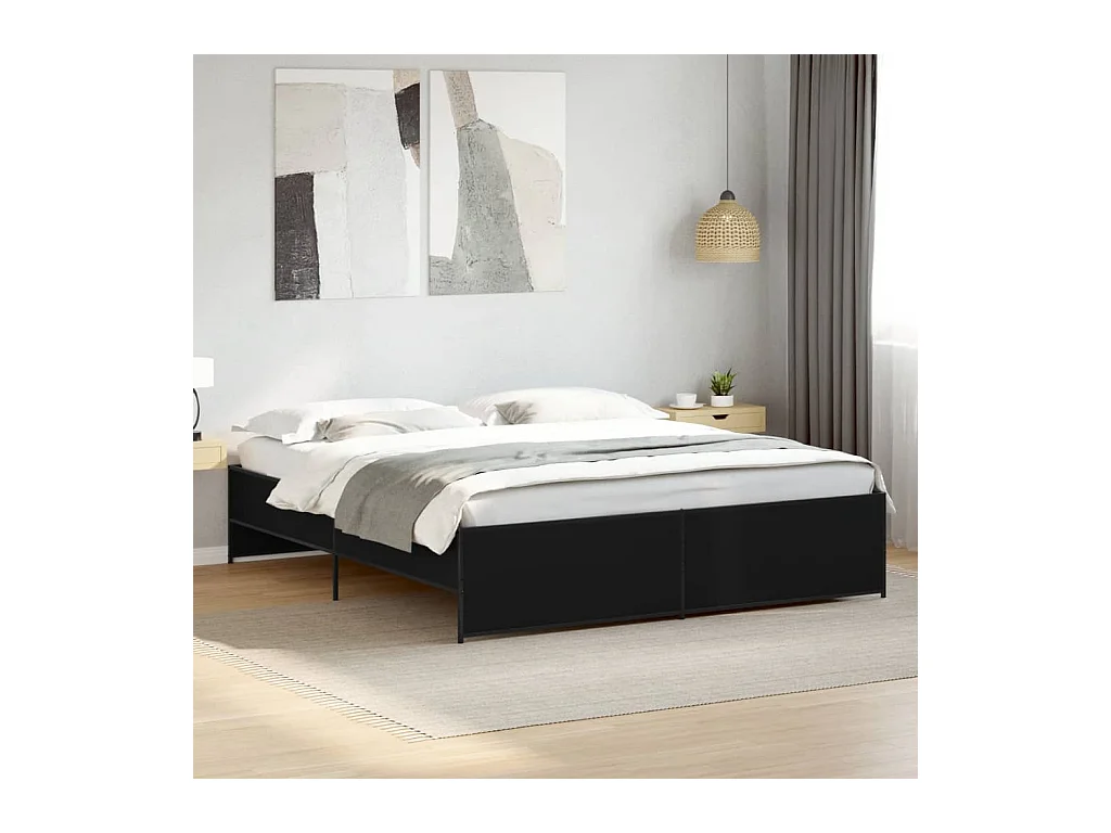 Giroletto Nero 200x200 cm in Legno Multistrato e Metallo