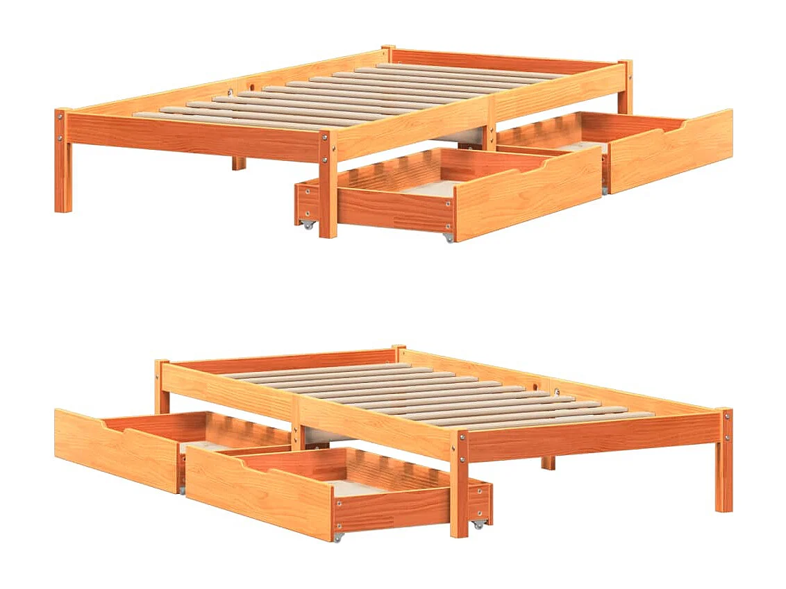 Letto senza Materasso Marrone Cera 100x200 cm in Legno di Pino