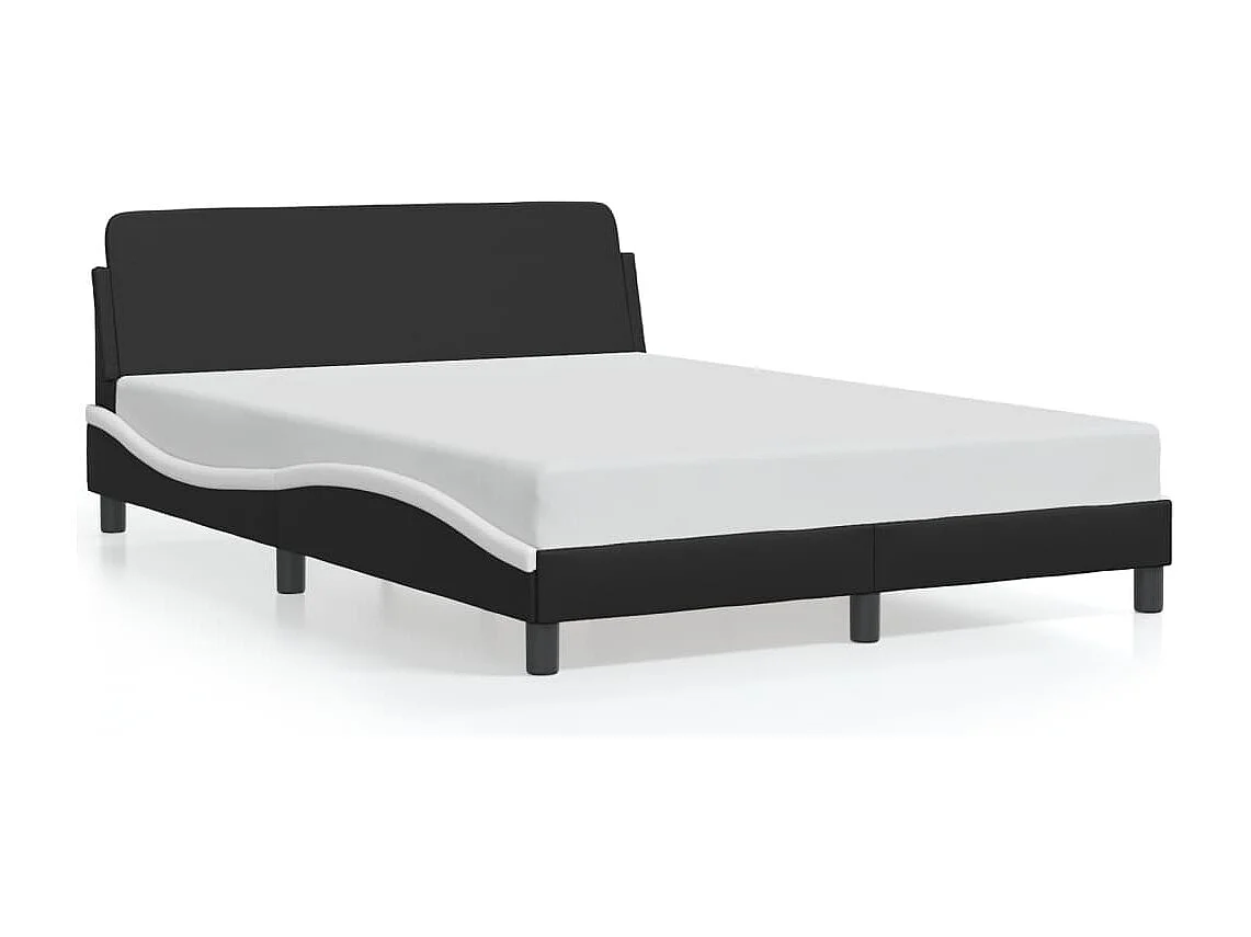 Cama sin colchón cuero sintético negro blanco 120x200 cm