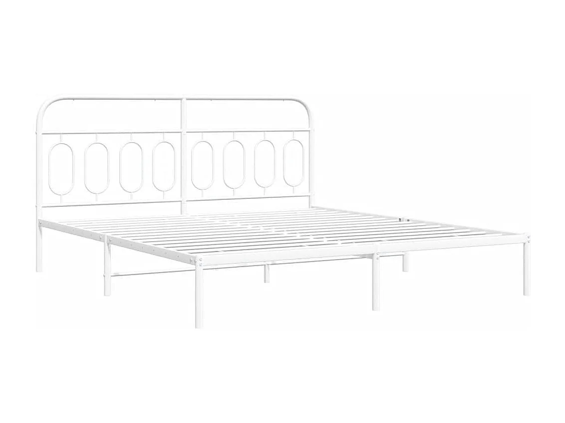 Bettgestell mit Kopfteil Metall Weiß 193x203 cm