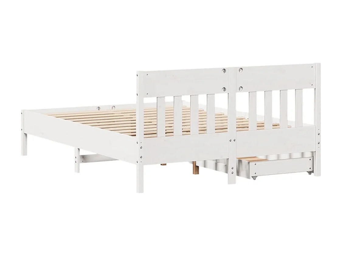 Cadre de lit sans matelas blanc 140x190 cm bois de pin massif