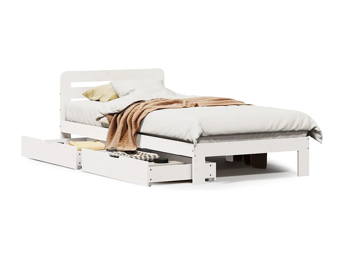 Cama sem colchão 90x200 cm madeira de pinho maciça branco