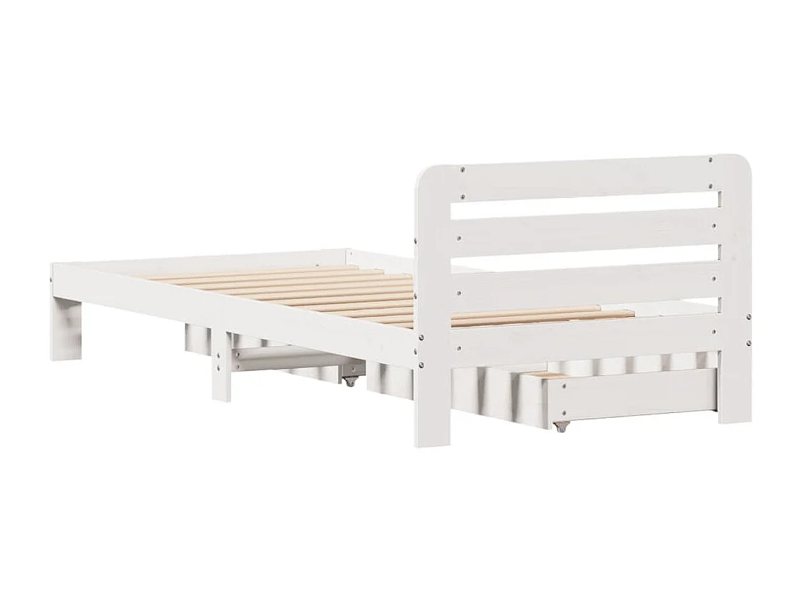 Cama sem colchão 90x200 cm madeira de pinho maciça branco