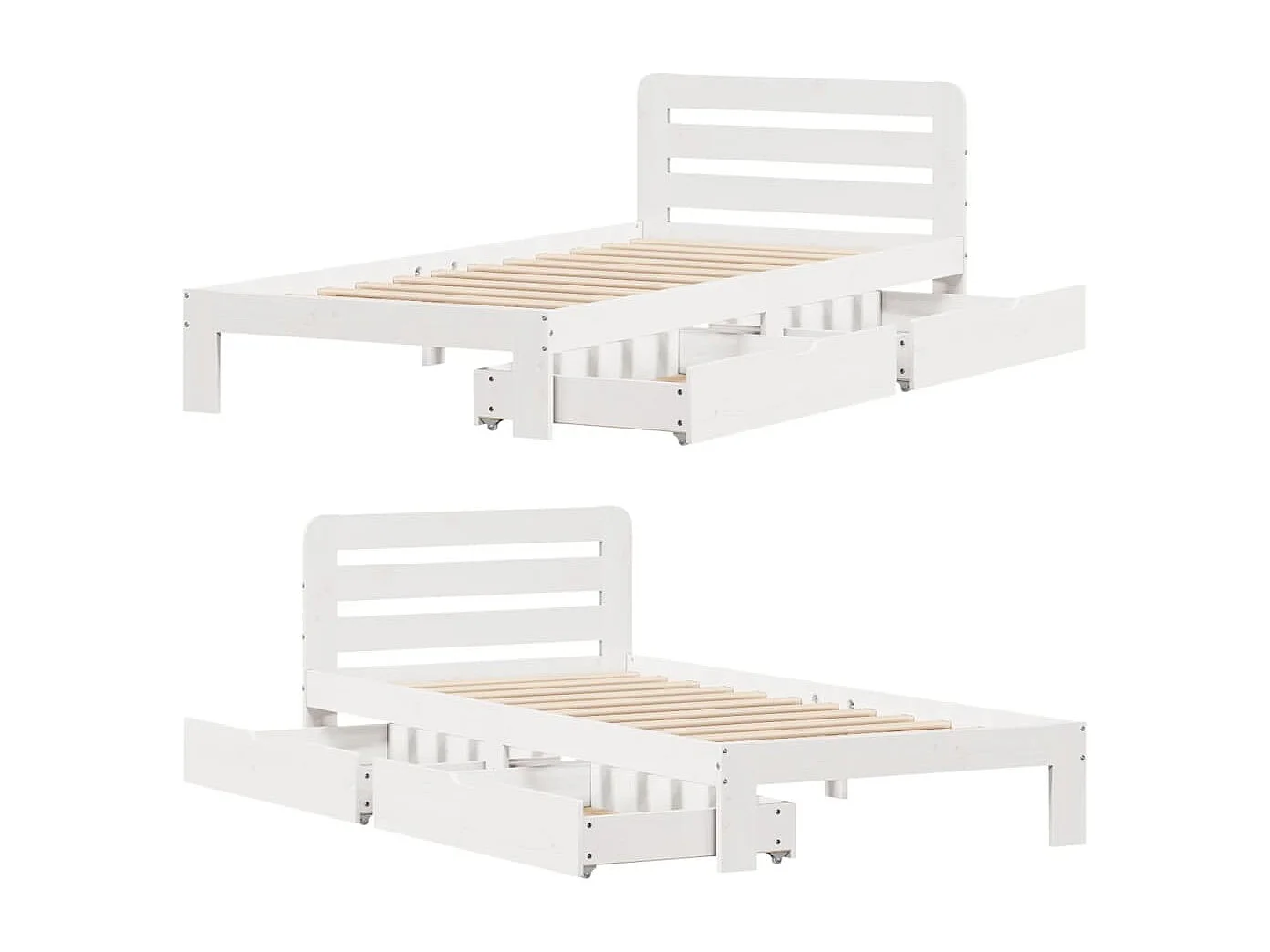 Cama sem colchão 90x200 cm madeira de pinho maciça branco