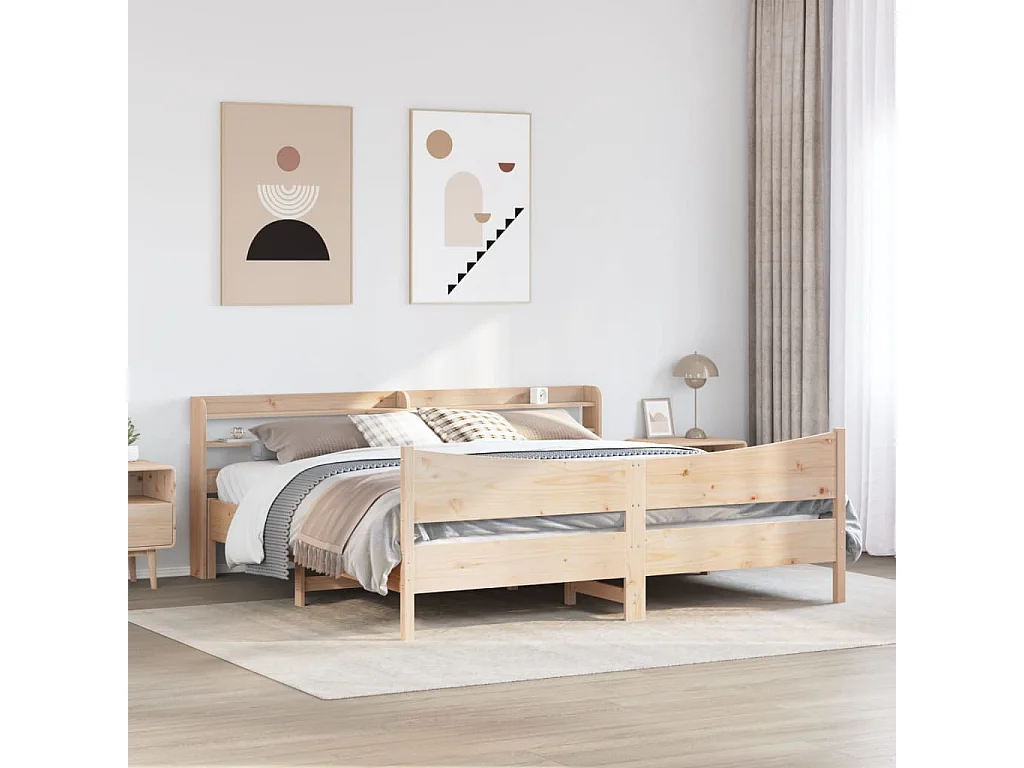 Massivholzbett mit Kopfteil 200x200 cm Kiefer