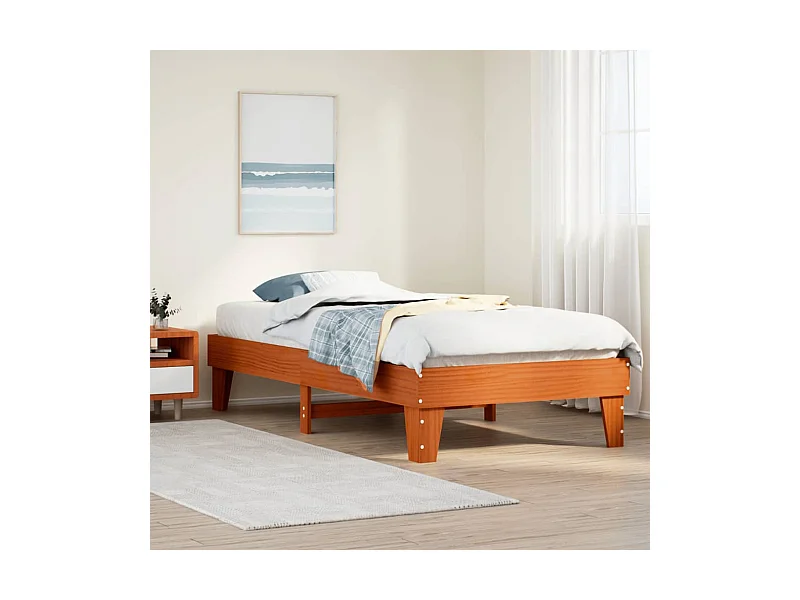 Cadre de lit sans matelas cire marron 75x190 cm bois pin massif