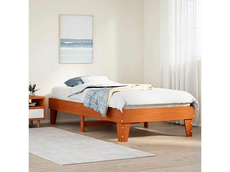 Cadre de lit sans matelas cire marron 75x190 cm bois pin massif
