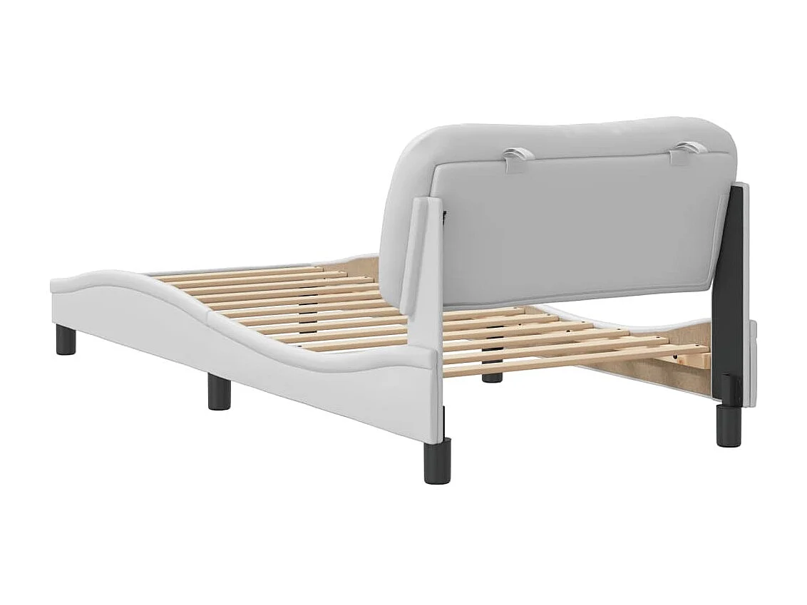 Estrutura de cama c/ cabeceira couro artificial 90x190cm branco