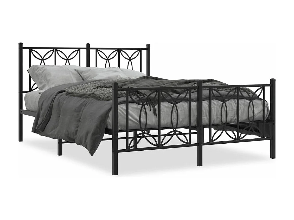 Estrutura de cama com cabeceira e pés 140x200 cm metal preto