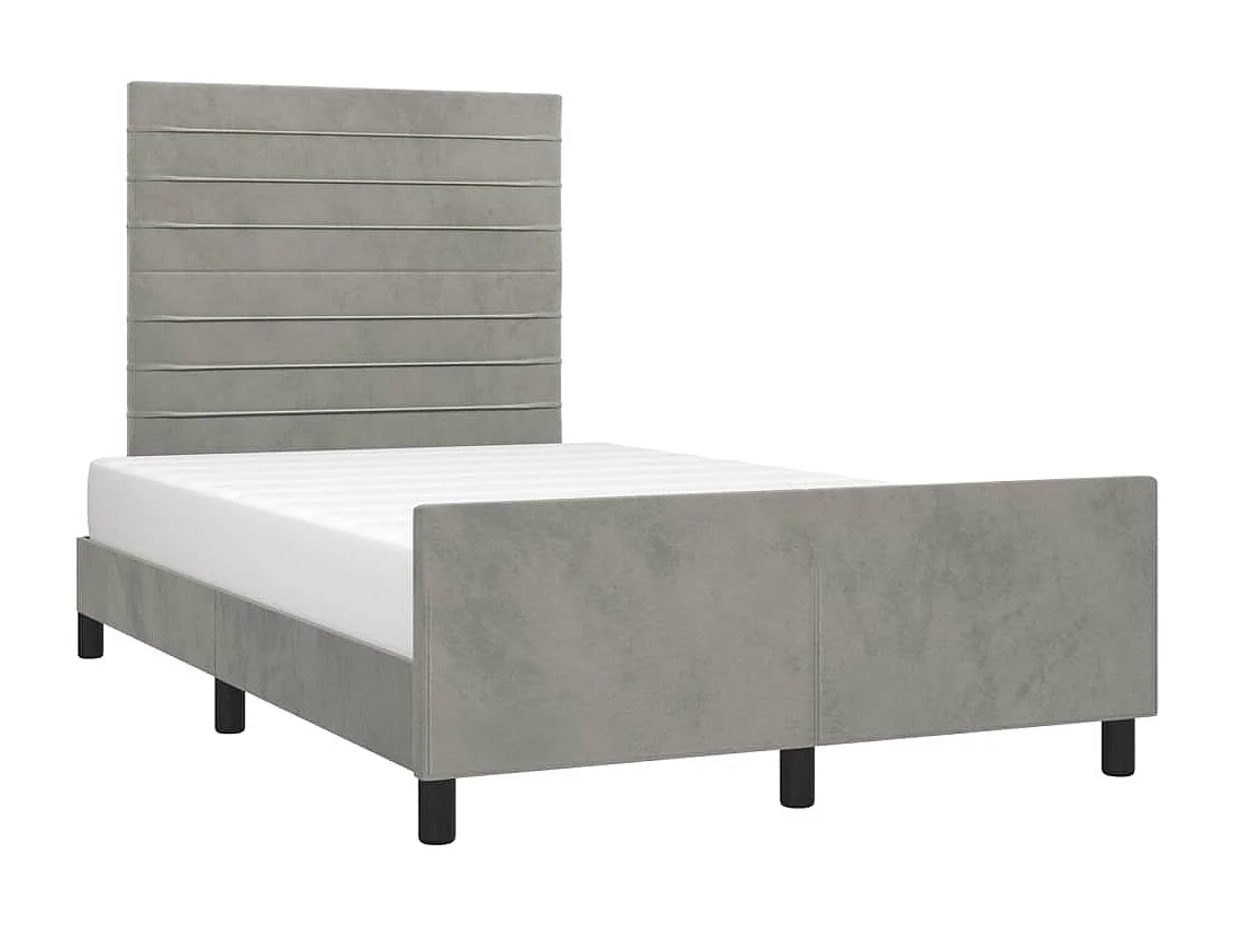 Cadre de lit sans matelas gris clair 120x190 cm velours