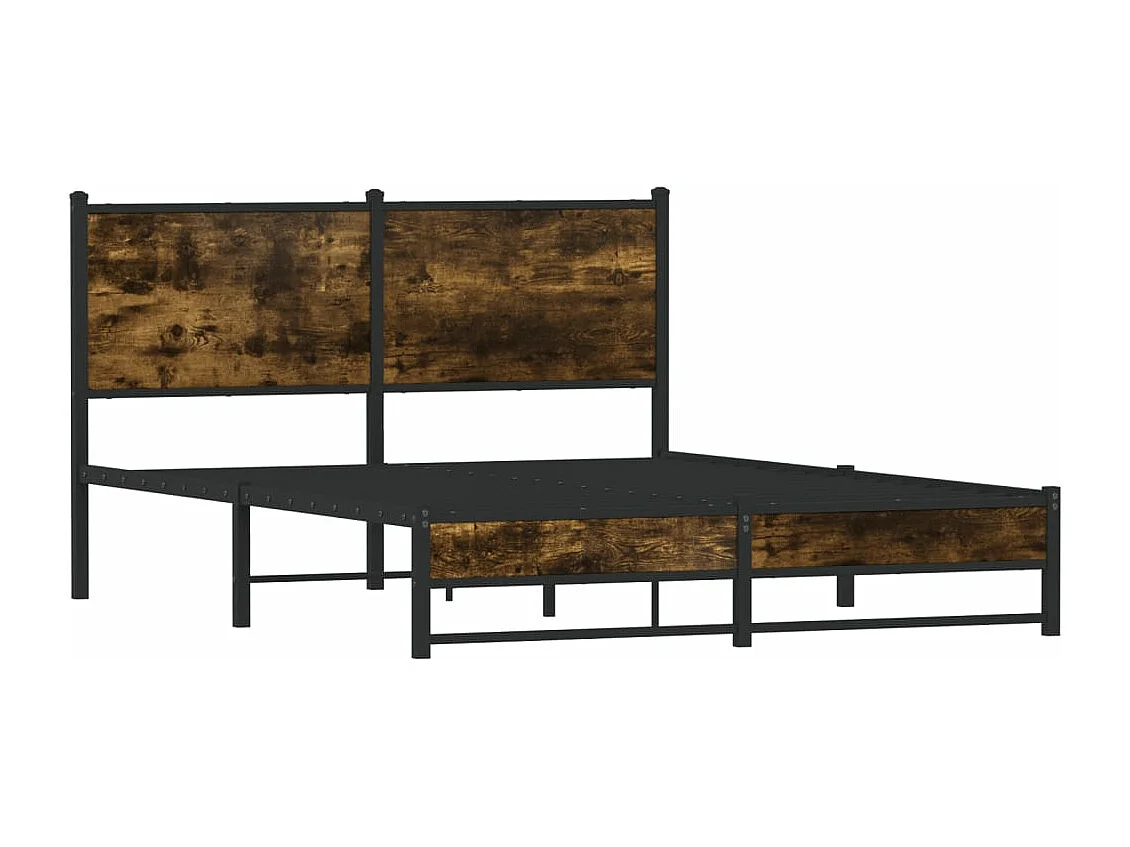 Cadre de lit en métal sans matelas chêne fumé 140x190 cm