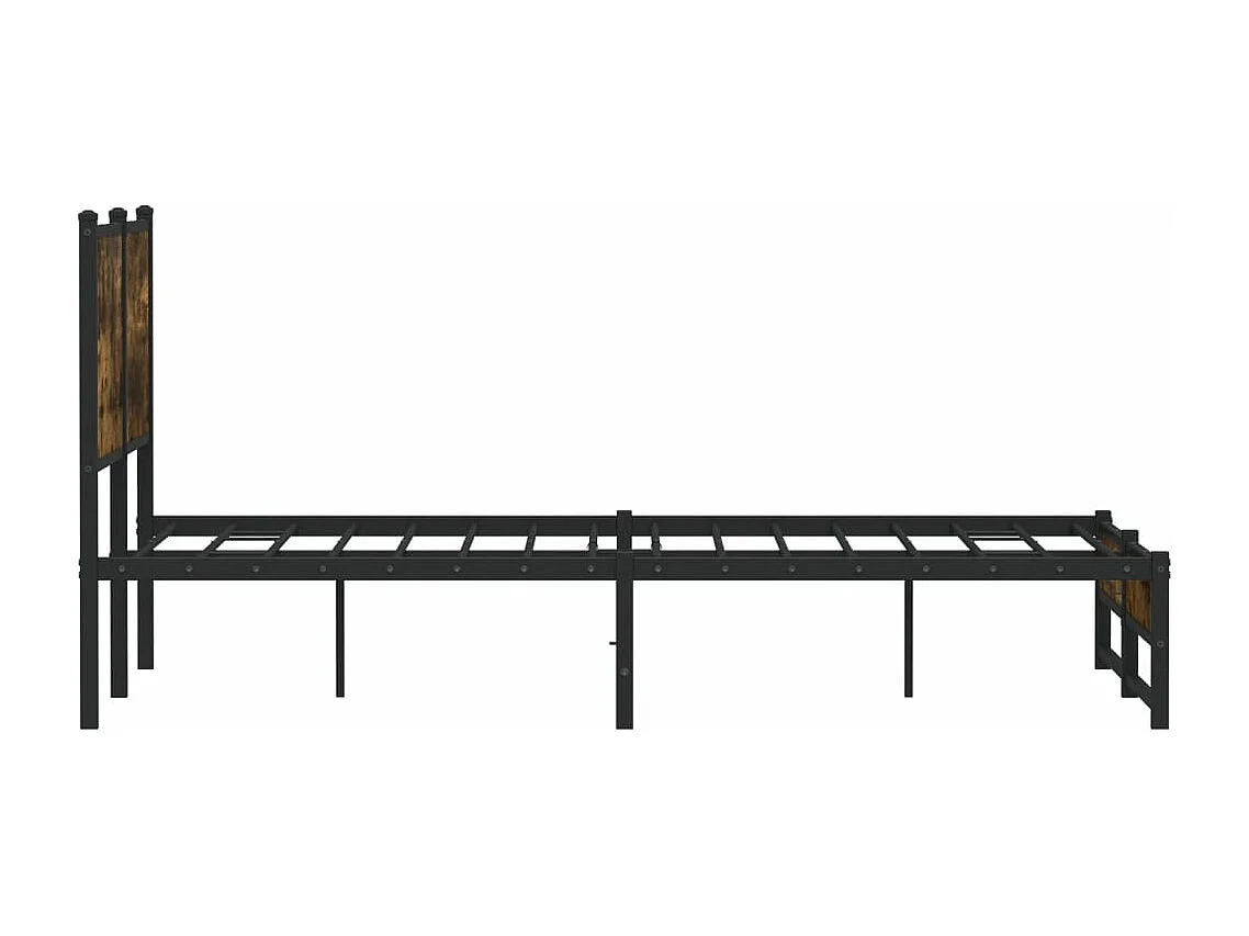 Cadre de lit en métal sans matelas chêne fumé 140x190 cm