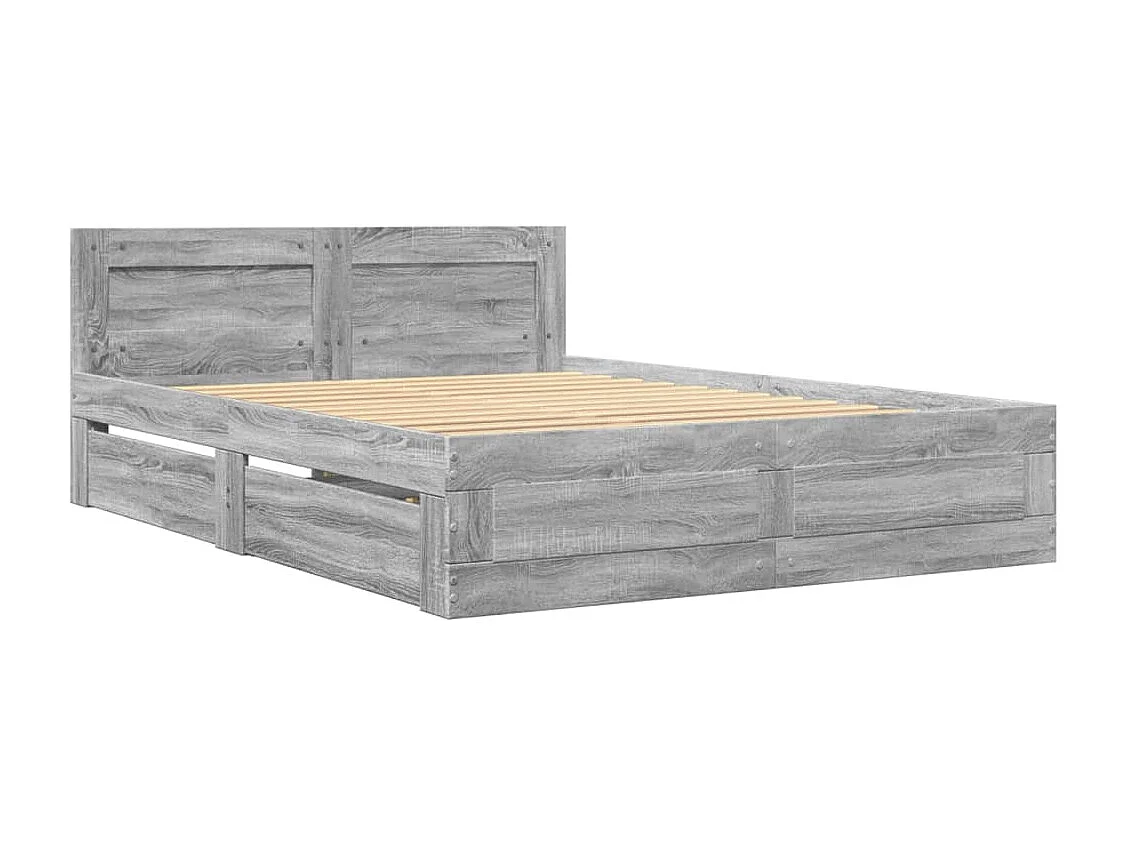 Bettgestell mit Kopfteil Grau Sonoma 140x190 cm Holzwerkstoff
