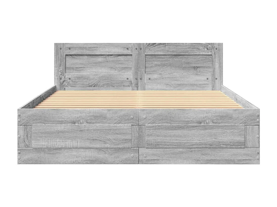 Bettgestell mit Kopfteil Grau Sonoma 140x190 cm Holzwerkstoff