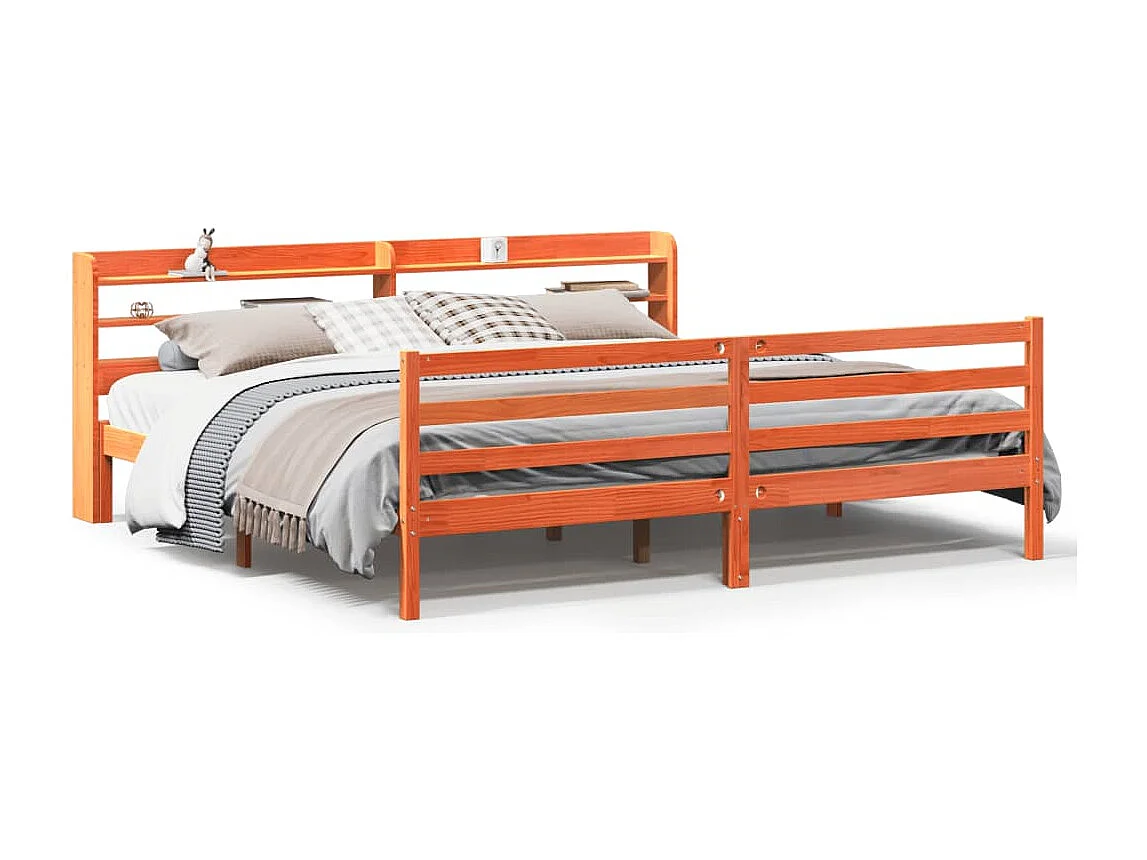 Cama sem colchão 200x200 cm pinho maciço castanho-mel