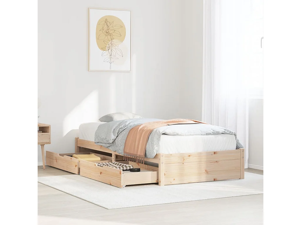 Bedframe zonder matras massief grenenhout 75x190 cm