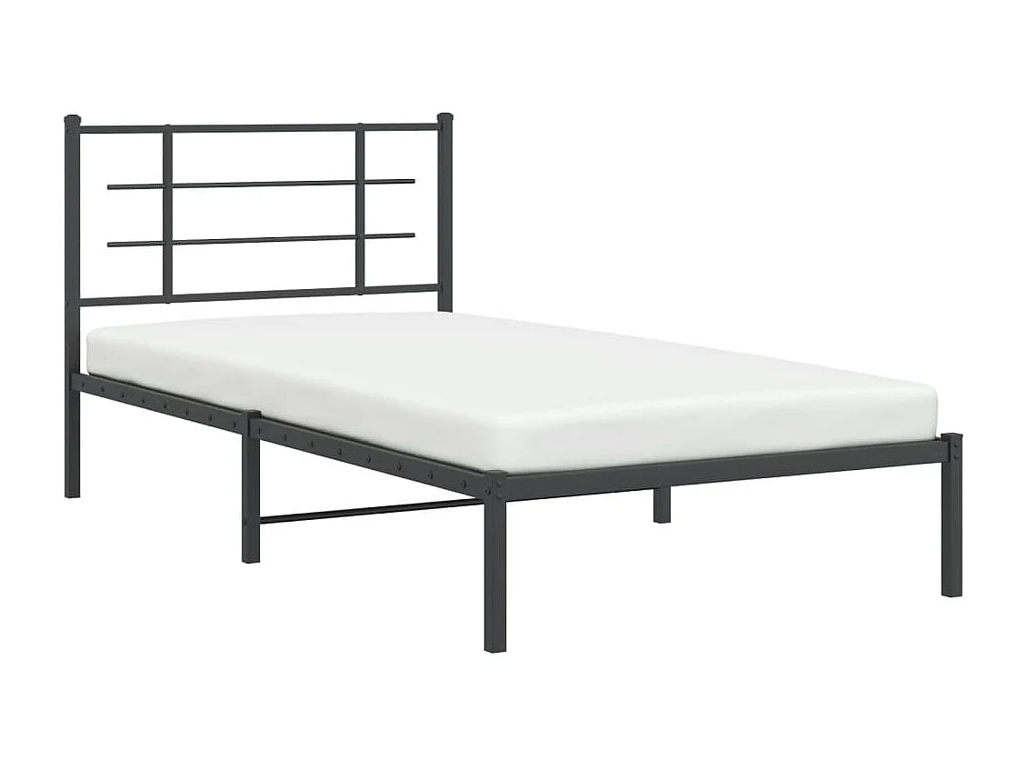 Cadre de lit métal sans matelas avec tête de lit noir 107x203cm