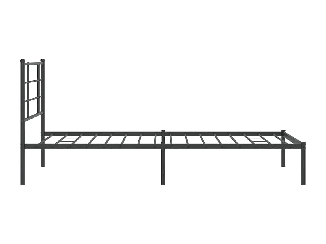 Cadre de lit métal sans matelas avec tête de lit noir 107x203cm