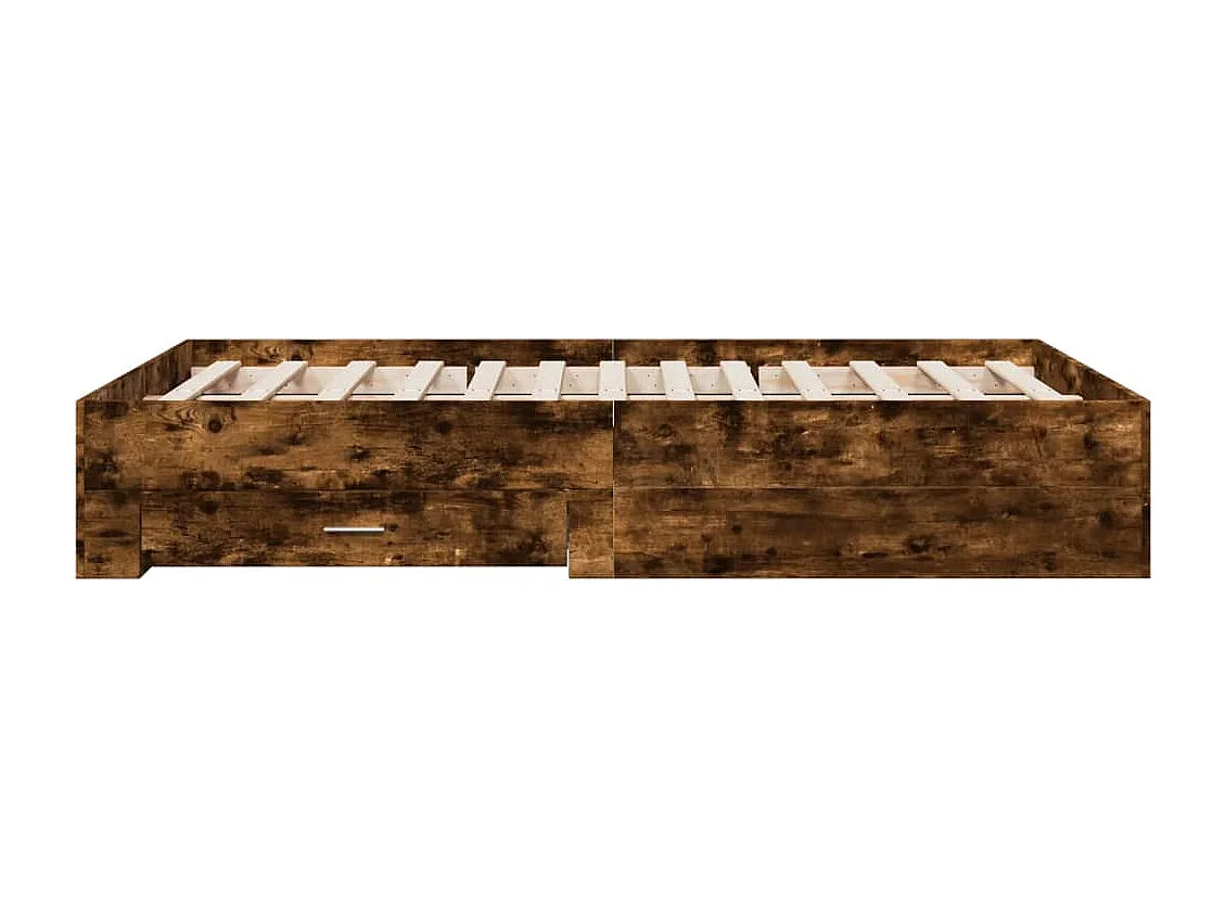 Cadre de lit avec tiroirs sans matelas chêne fumé 120x200 cm