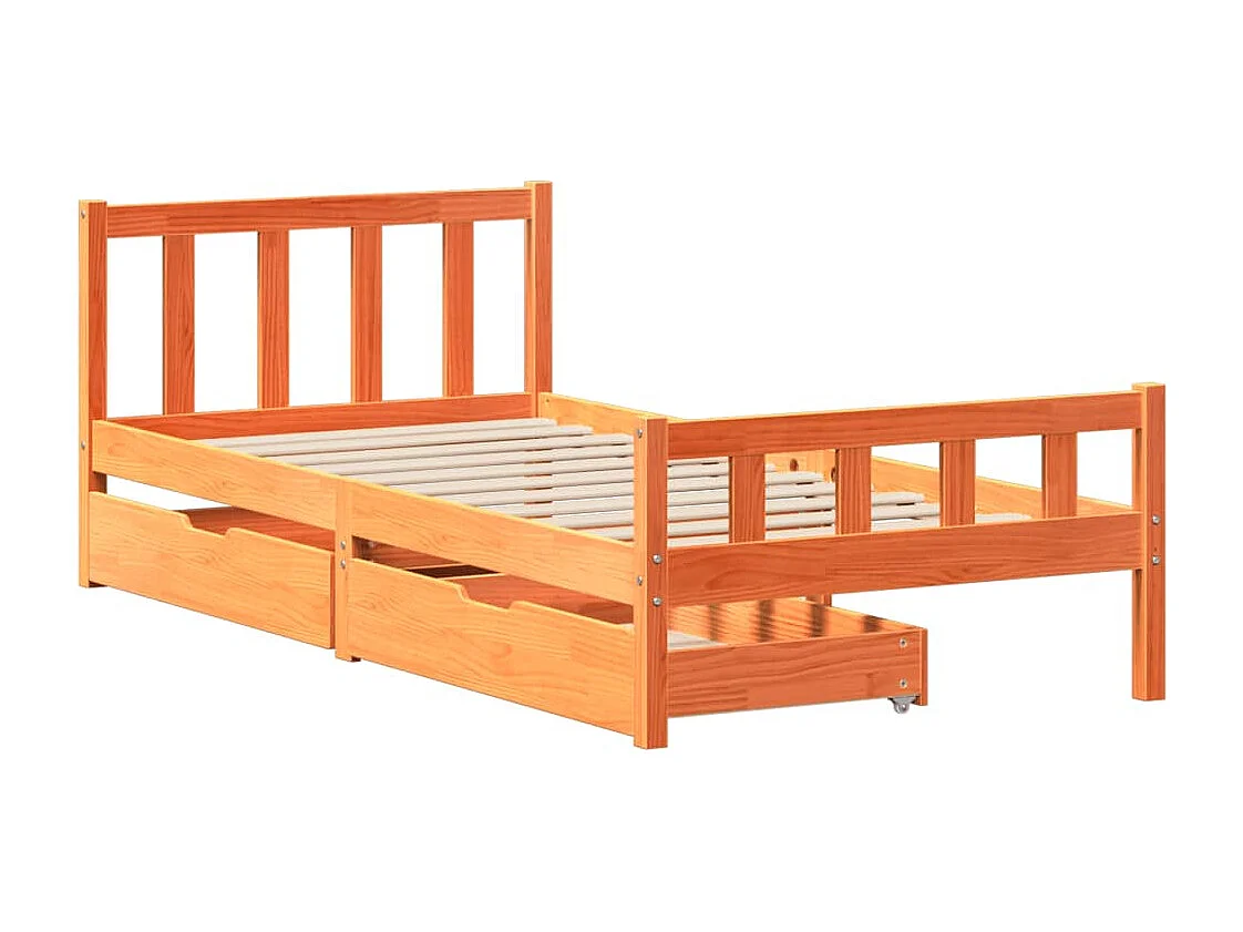 Estructura de cama sin colchón madera maciza marrón 75x190 cm