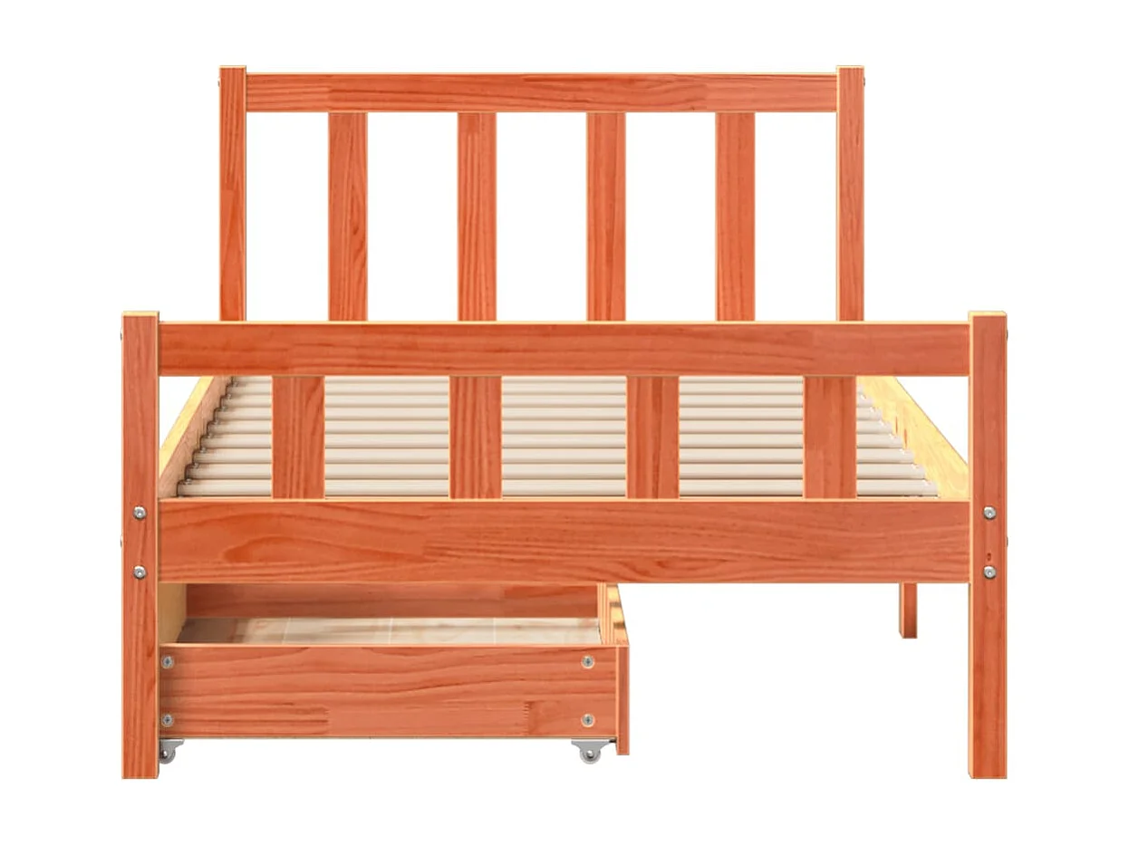 Estructura de cama sin colchón madera maciza marrón 75x190 cm