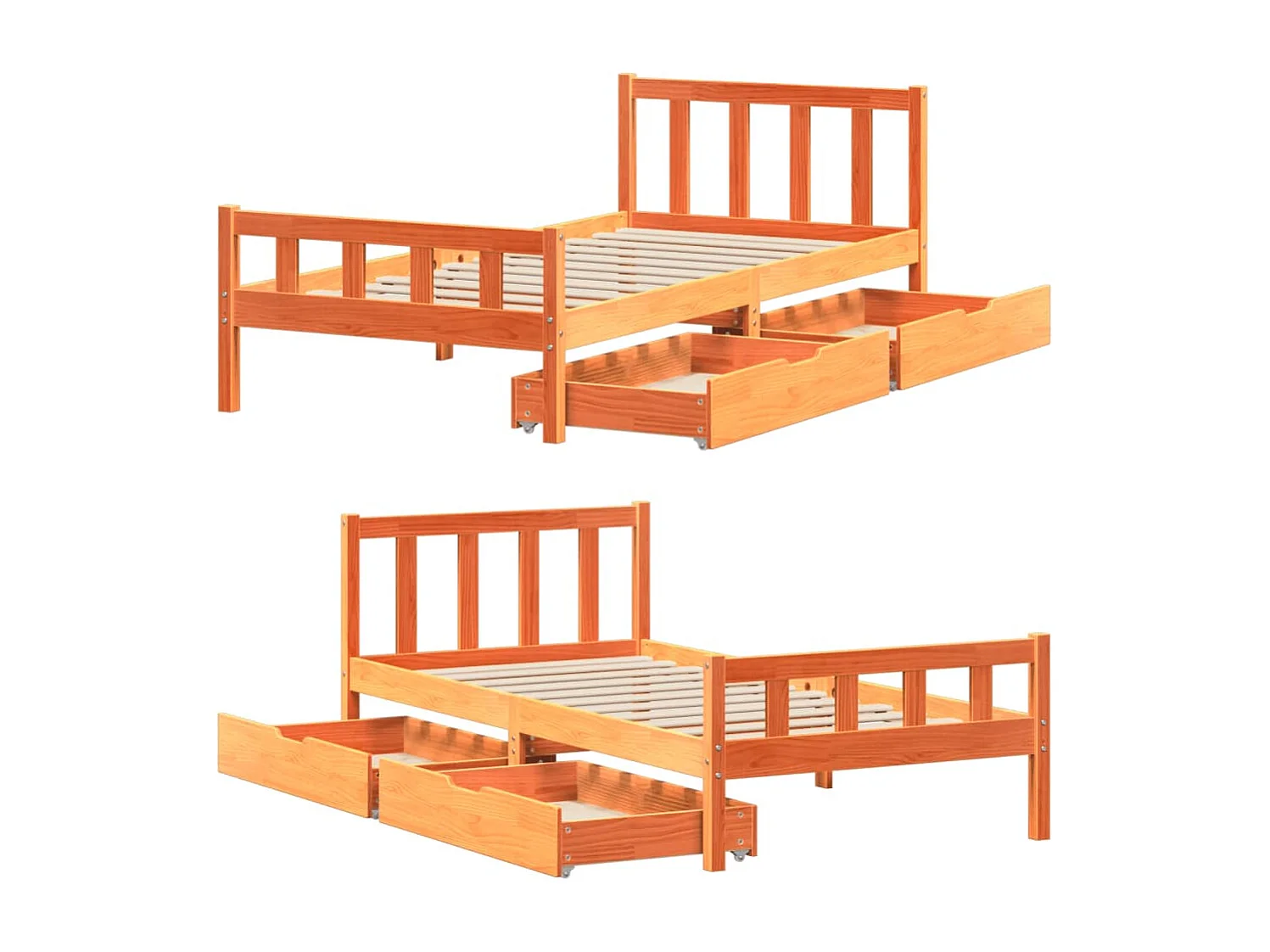 Estructura de cama sin colchón madera maciza marrón 75x190 cm