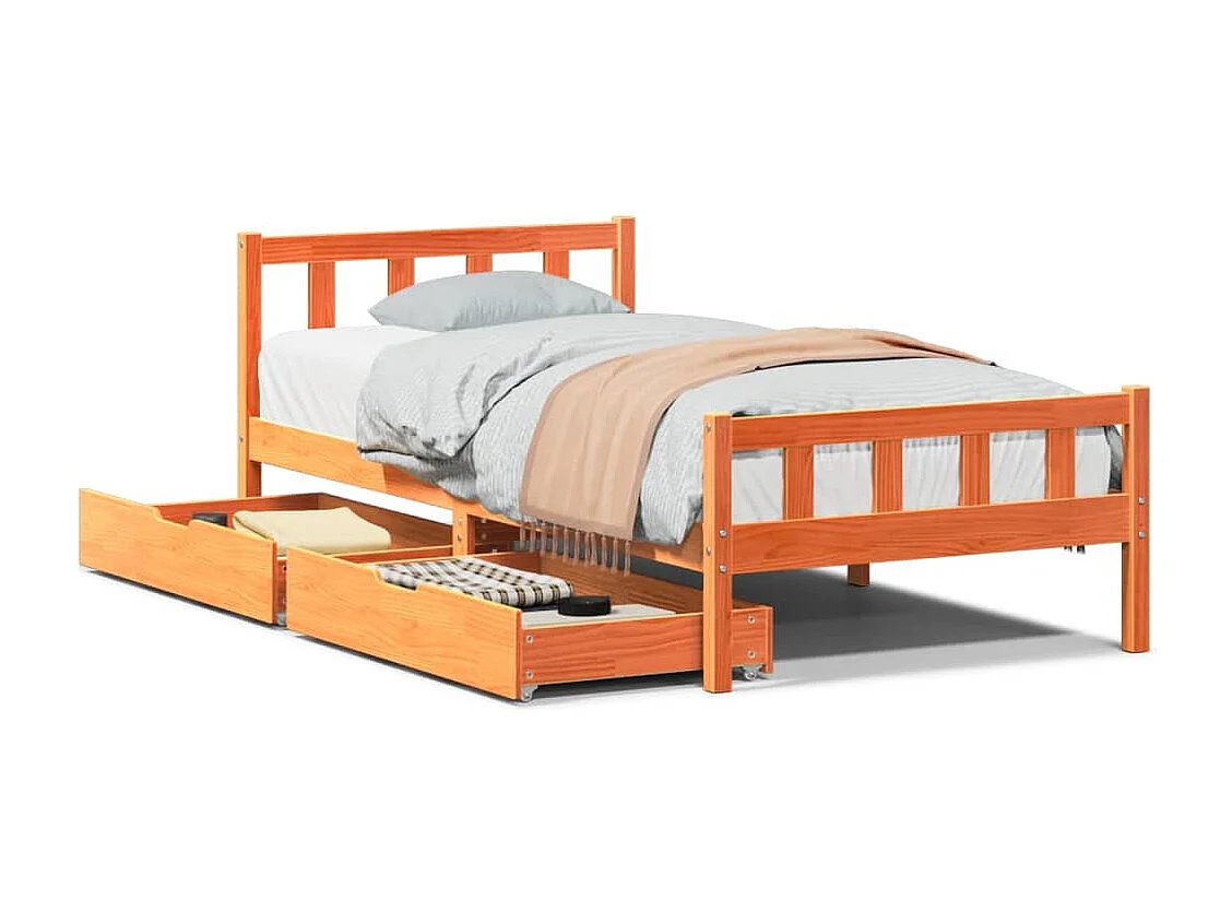 Cadre de lit sans matelas cire marron 75x190 cm bois pin massif