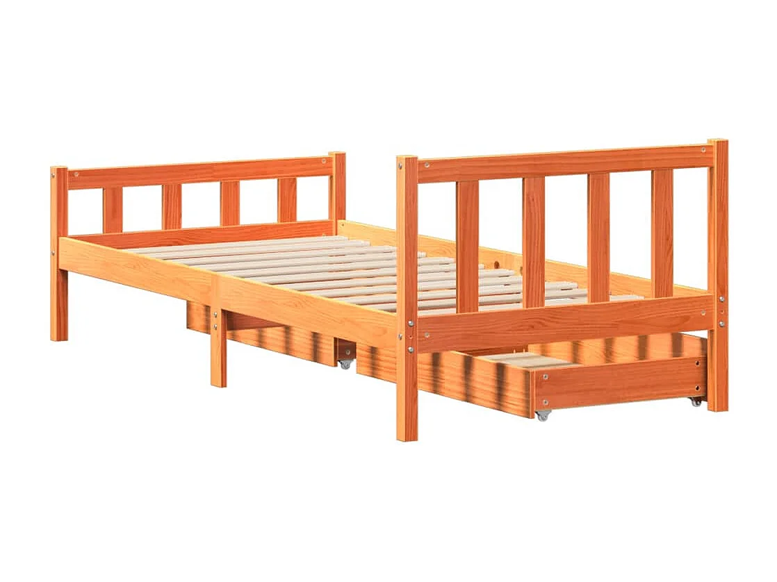 Cadre de lit sans matelas cire marron 75x190 cm bois pin massif