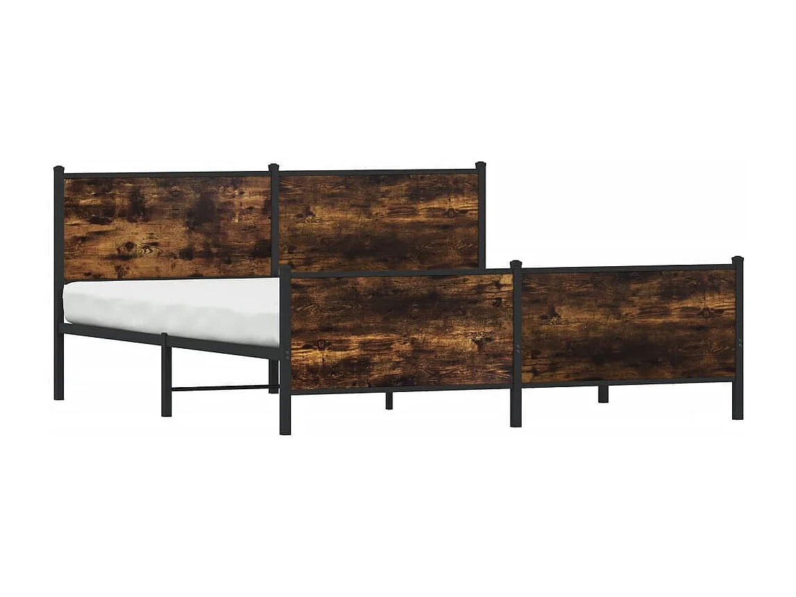 Cadre de lit en métal sans matelas chêne fumé 183x213 cm