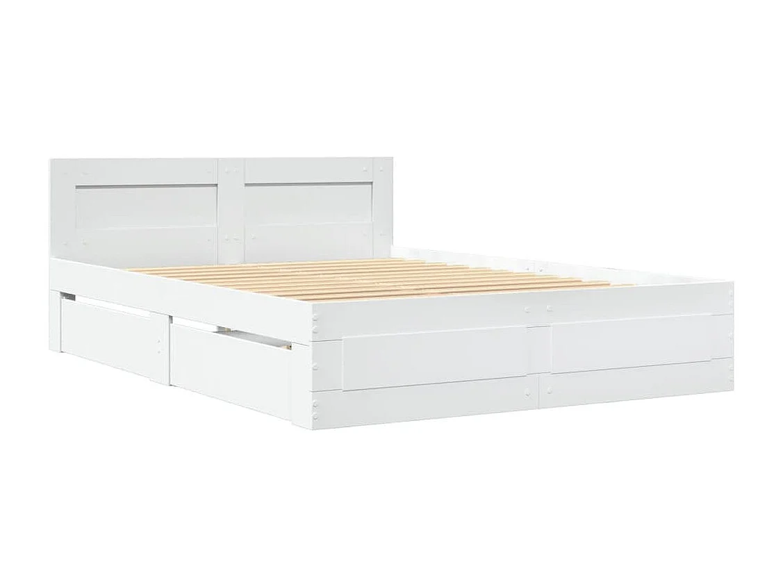 Cadre de lit avec tête de lit sans matelas blanc 120x200 cm