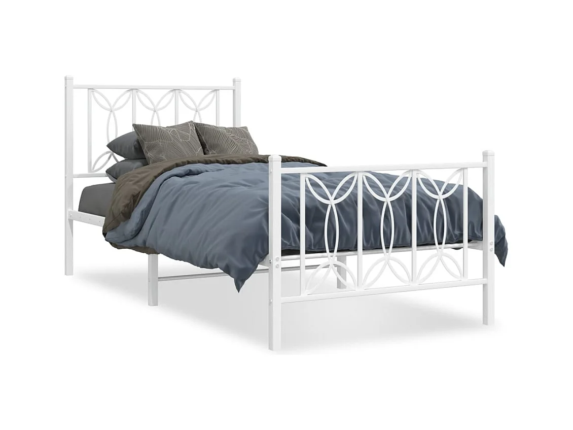 Bedframe met hoofd- en voeteneinde metaal wit 75x190 cm