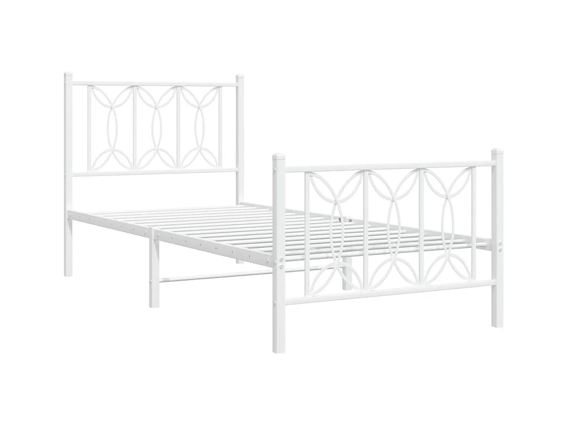 Bedframe met hoofd- en voeteneinde metaal wit 75x190 cm
