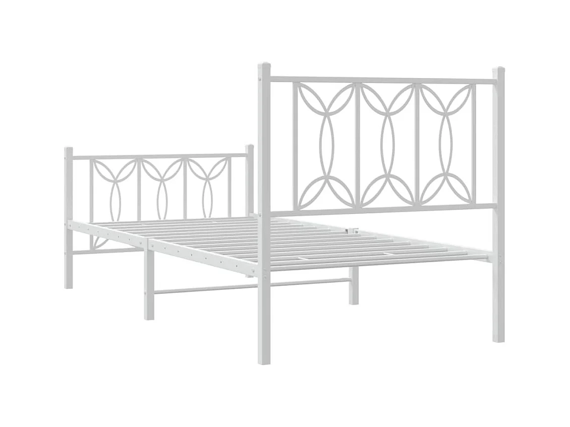 Bedframe met hoofd- en voeteneinde metaal wit 75x190 cm