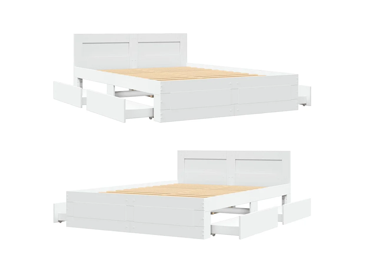 Cadre de lit avec tête de lit sans matelas blanc 140x200 cm