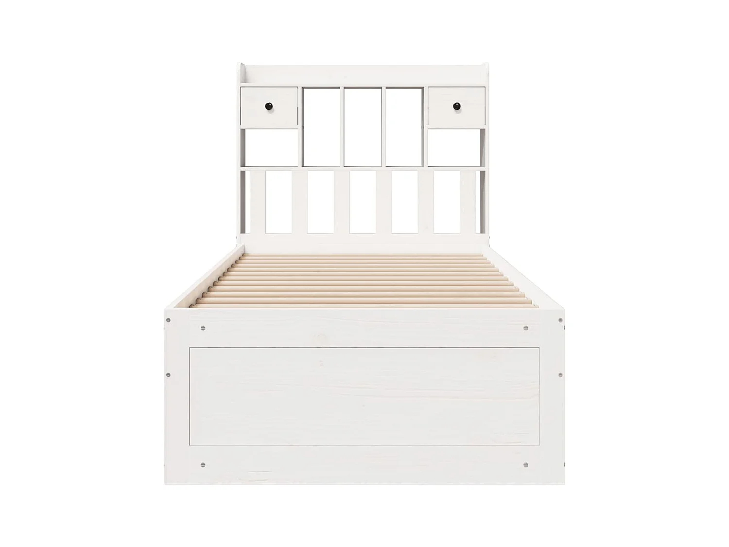 Lit bibliothèque sans matelas blanc 90x200cm bois de pin massif