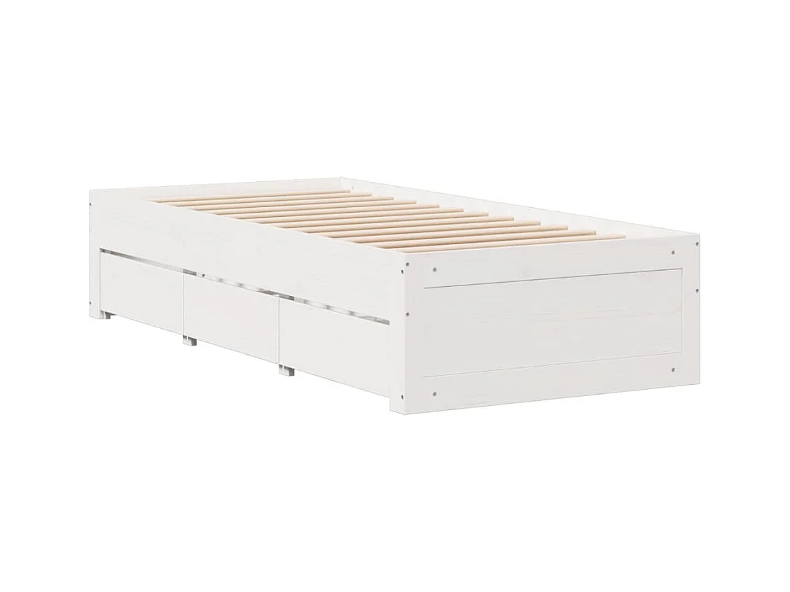Lit bibliothèque sans matelas blanc 90x200cm bois de pin massif