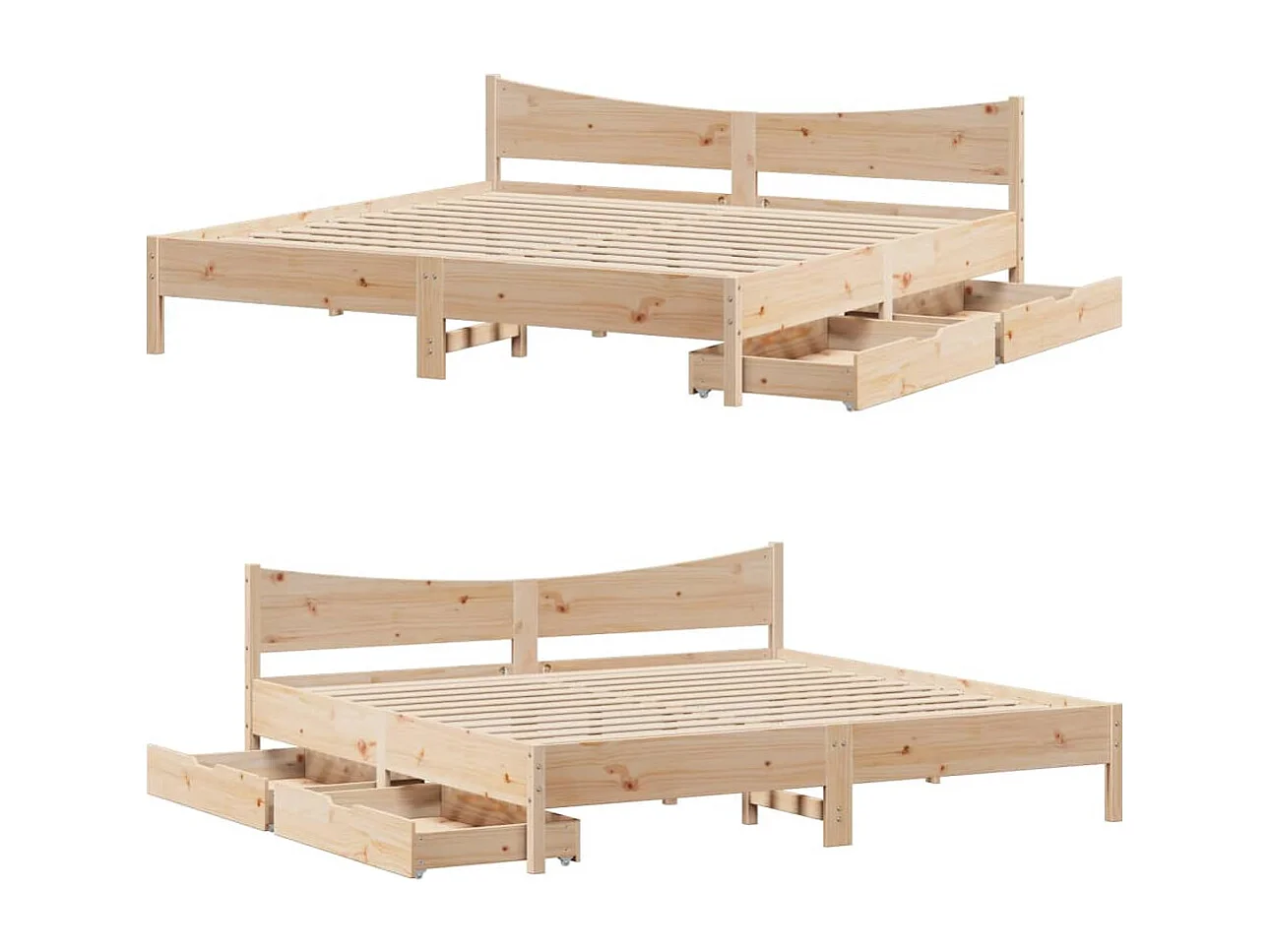 Giroletto con Cassetti 200x200 cm in Legno Massello di Pino