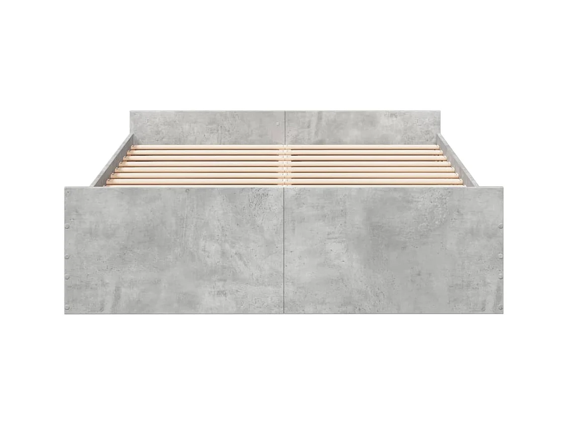 Cadre de lit avec tiroirs sans matelas gris béton 120x200 cm