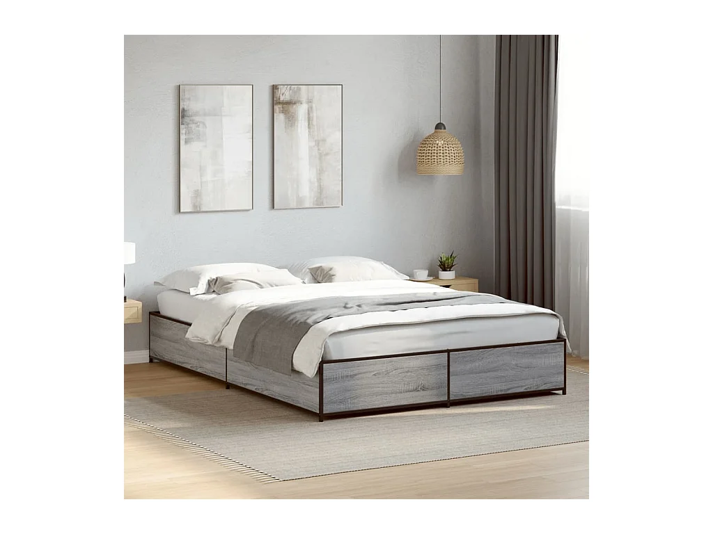 Cadre de lit sans matelas sonoma gris 120x190 cm