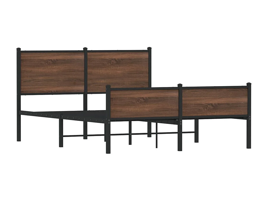 Cadre de lit en métal sans matelas chêne marron 140x190 cm