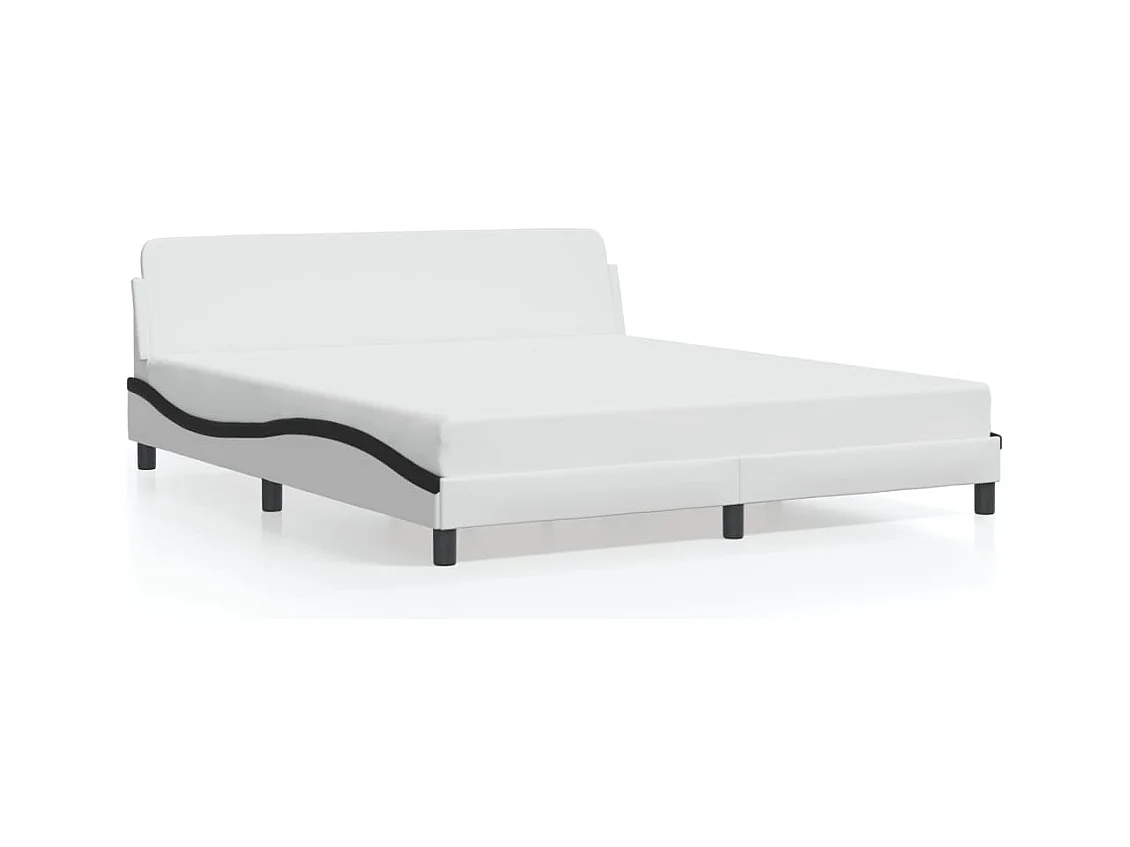 Bedframe met hoofdbord kunstleer wit en zwart 180x200 cm