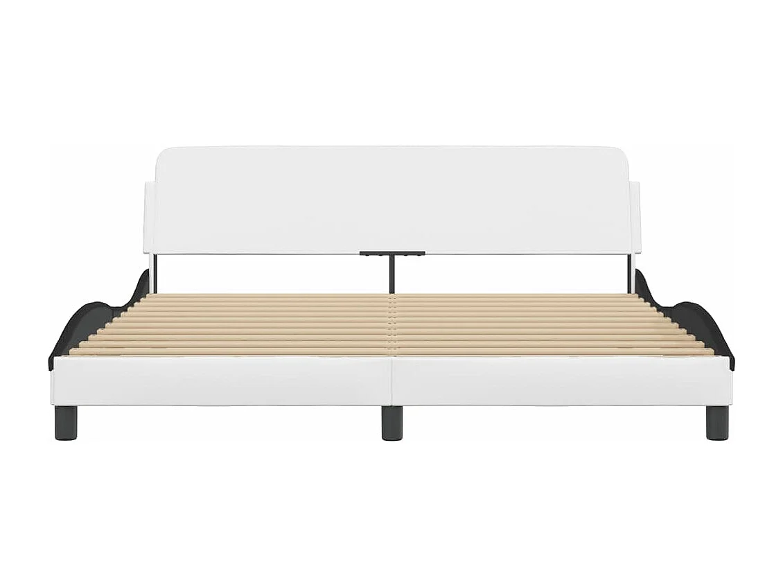 Cadre de lit sans matelas blanc et noir 180x200 cm similicuir