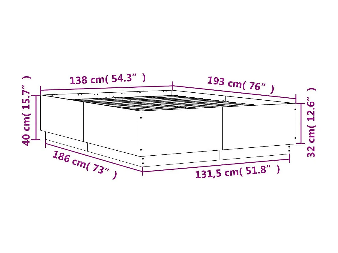 Cadre de lit sans matelas blanc 135x190 cm